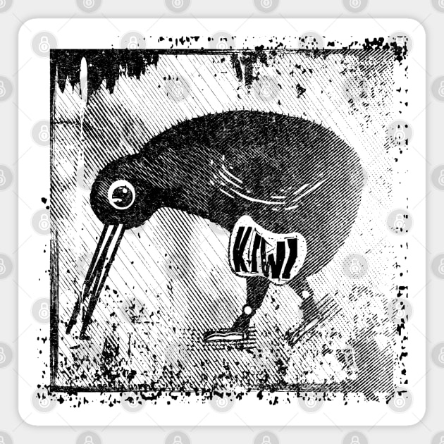 Kiwi bird wood print style Magnet by mailboxdisco